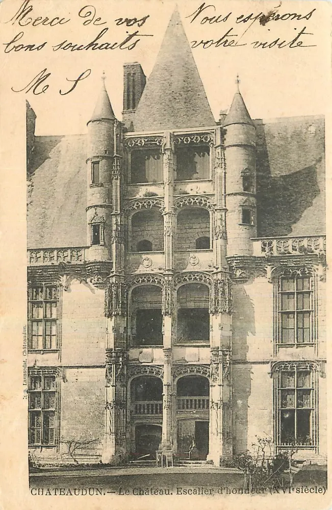 Châteaudun — The Castle. Honors Staircase (16th century) — Châteaudun Printing Press - Front