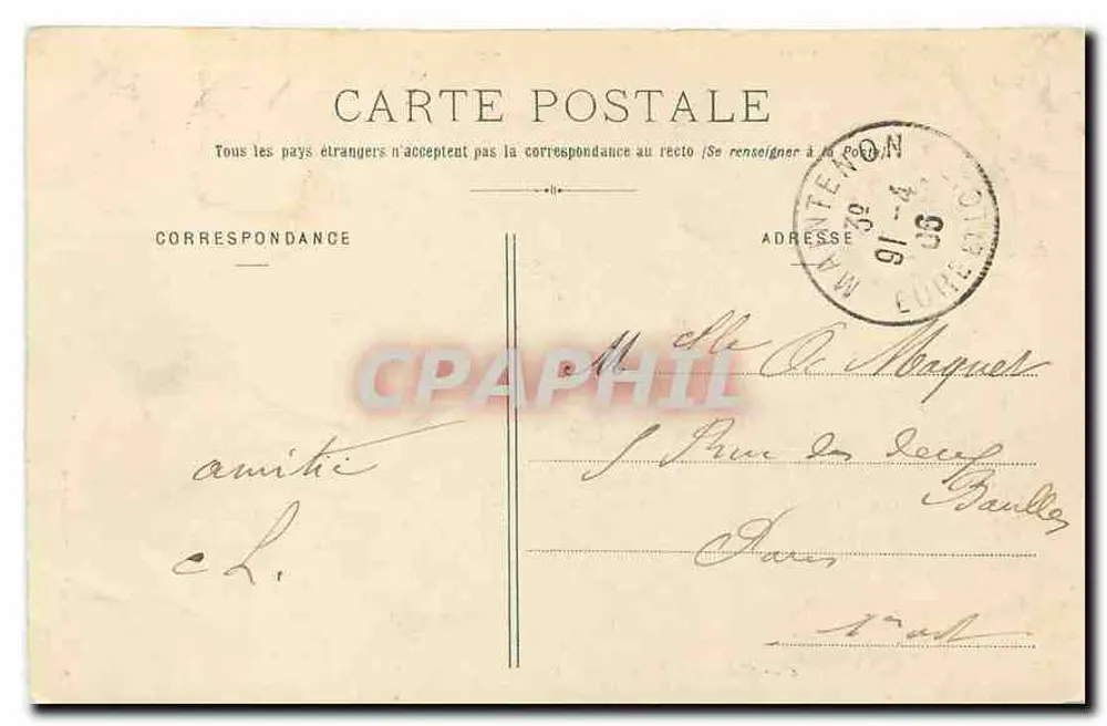 Castelo de Maintenon - Pátio e Fachada Meridional — editor A. Foucault, editor Dieppe, n°42 - Verso