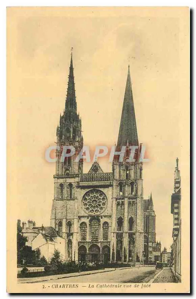 Chartres — A Catedral vista de frente — Edição E. Gaudin, n°2 - Frente