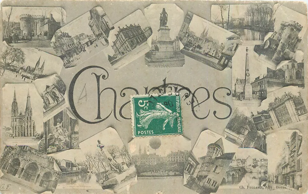 Châtres — collage de vues locais — Ch. Foucault, edit. Drenx - Frente