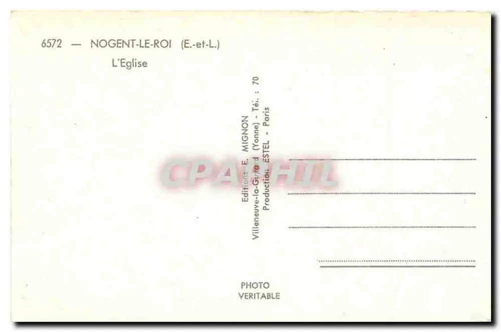 Nogent-le-Roi — De Kerk — Uitgever E. MIGNON - Achterkant