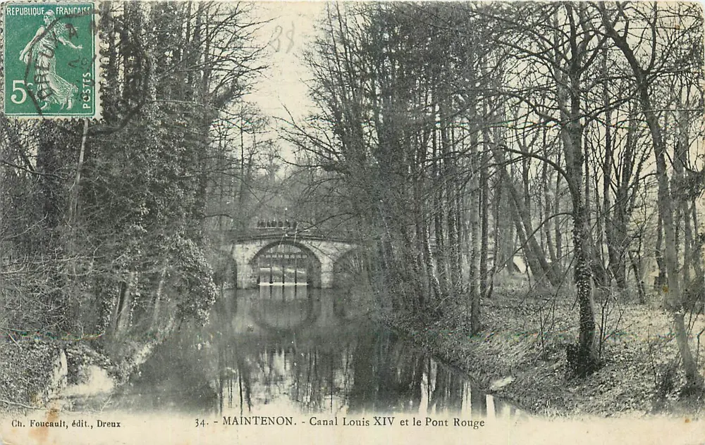 Maintenon - Kanal Louis XIV und die rote Brücke — Ch. Foucault, Verlag, Dreux, Nr. 34 - Vorderseite