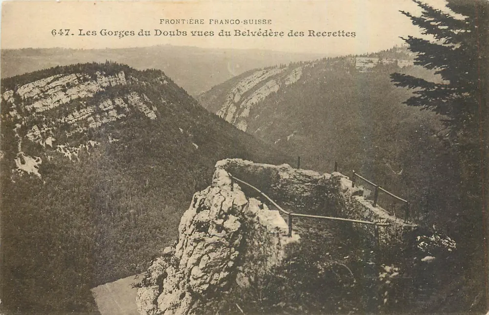 Die Gorges du Doubs von der Belvédère des Recrettes aus gesehen — Grenze Frankreich-Schweiz — n° 647 - Vorderseite