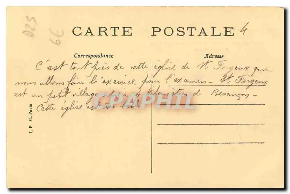 Basilique Saint-Ferjeux — Édifice romano-byzantin dédié aux saints Ferréol et Ferjeux — Éditeur L.P. Paris, n° 64 - Verso