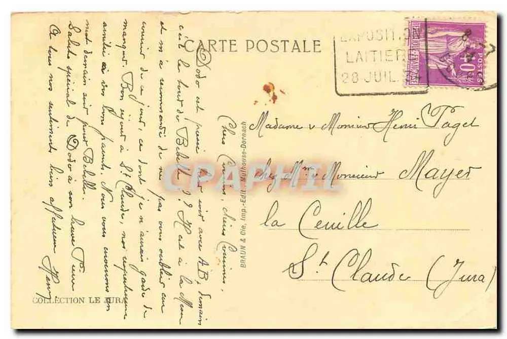 Besançon-les-Bains — Palácio Granvelle — 1920 - Verso