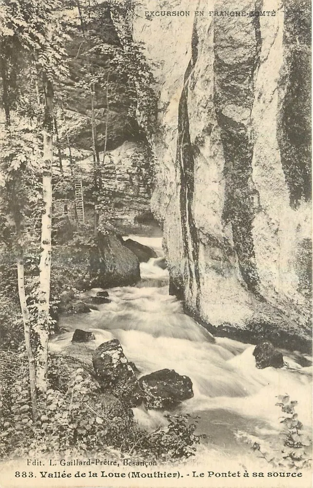 Valle della Loue (Mouthier) — La sorgente del Pontet — L. Gaillard-Prêtre, Besançon, n°883 - Recto