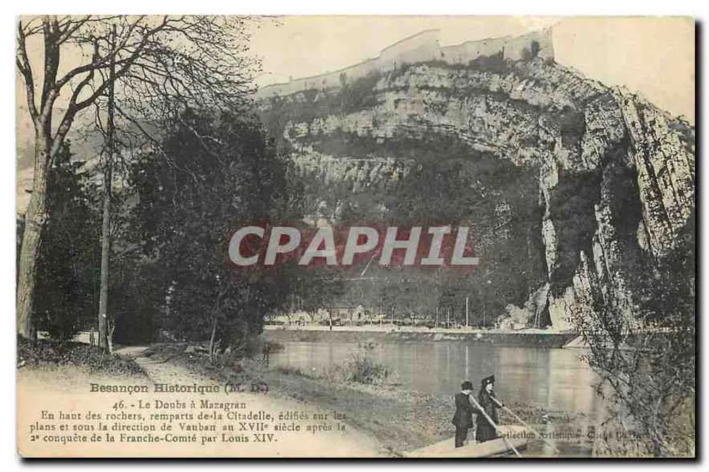Besançon - Il Doubs a Mazagran — mura della Cittadella, costruiti nel XVII secolo dopo la seconda conquista della Franche-Comté da parte di Luigi XIV. Editore: Collection Artistique (M. D.) - Recto