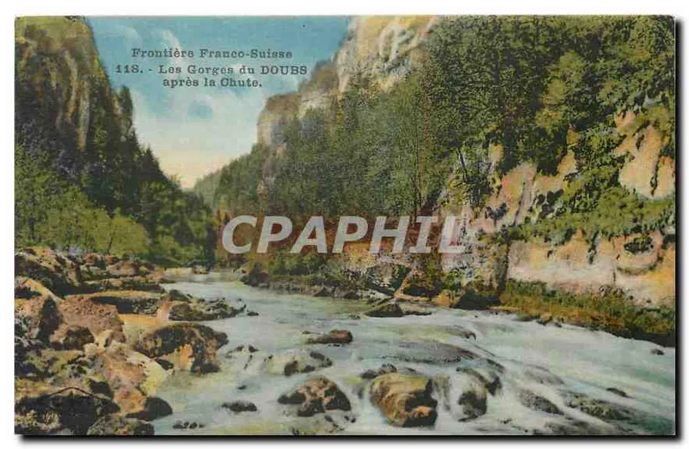 Grenze Frankreich-Schweiz — Die Gorges des DOUBS nach der Schlucht — Verlag C. Larder-Desançon, Nr. 118 - Vorderseite