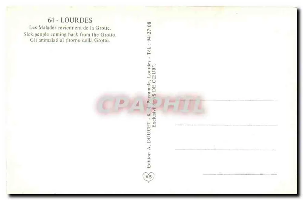 Lourdes — La Grotte — Édition A. DOUCET - Verso