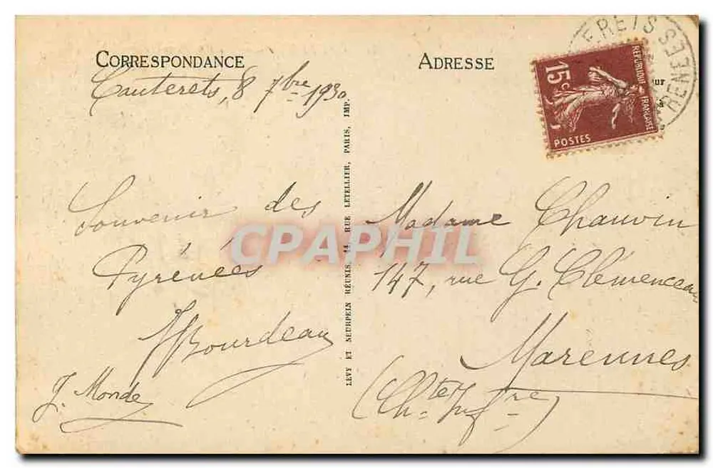 Cauierets — O Pic Péguère — LL 174 - Verso