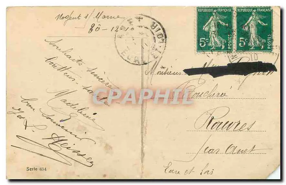Bouquet de carnations — paysage circulaire — éditeur 'Série 654' - Verso