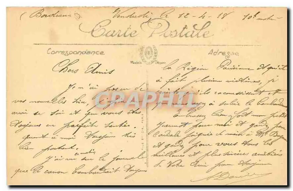 Bordeaux — Praça e Porta de Aquitânia — L.L. n°23 - Verso