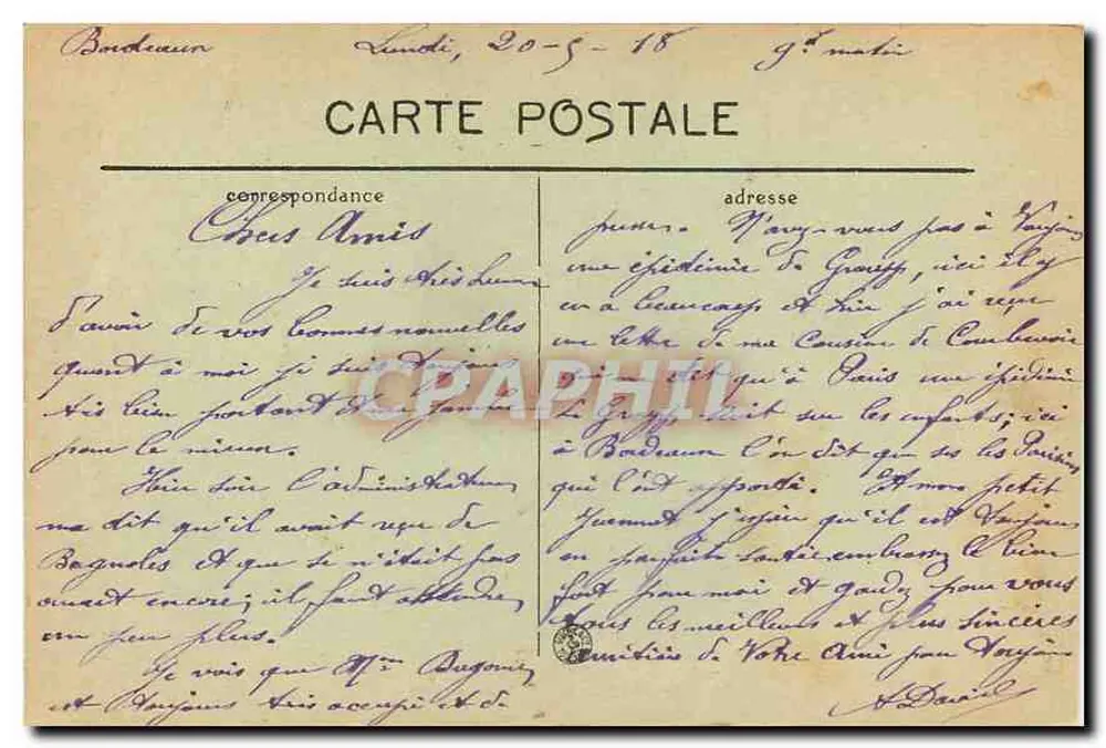 Bordeaux — Pomnik Gambetta — BR-264 - Rewers