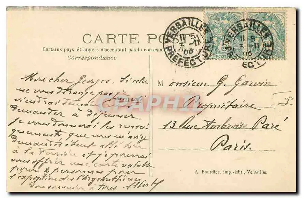 Versailles — Parque do Petit Trianon — O Moulin — A. Bourdier, imp.-edit., Versailles - Verso