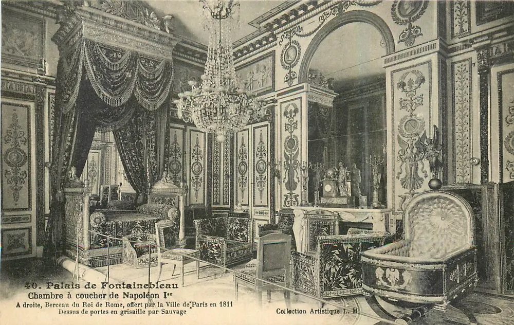 Schloss Fontainebleau — Schlafzimmer von Napoleon I. — Künstlerische Sammlung L. M. - Vorderseite