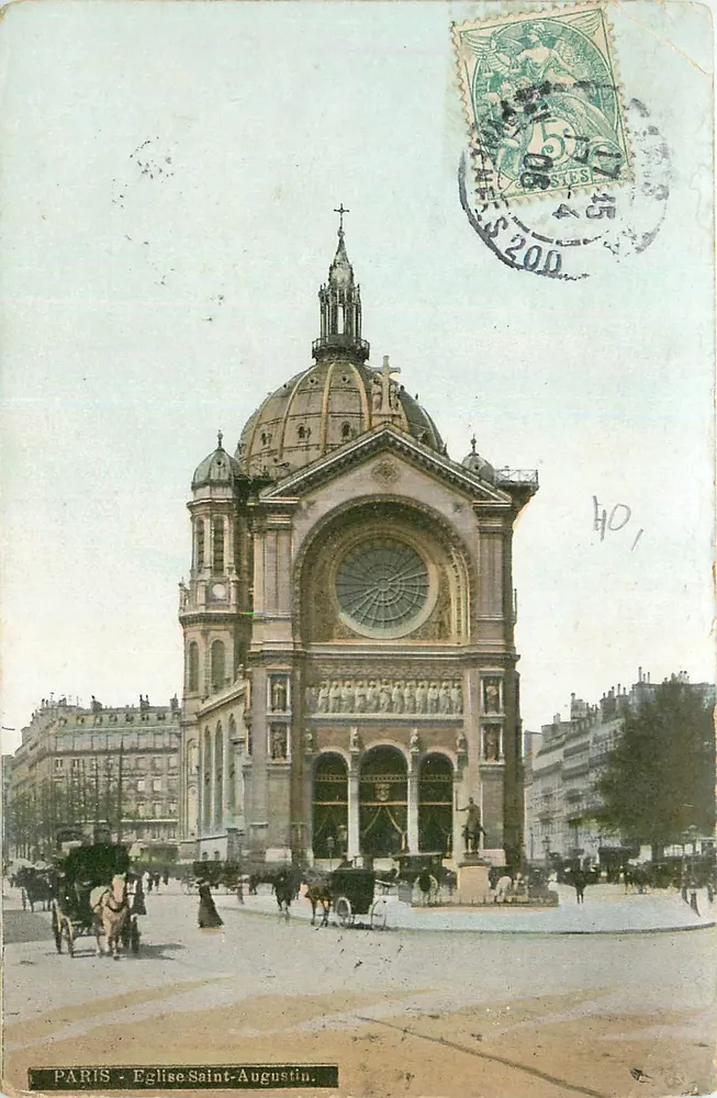 Paris - Igreja de São Agostinho — vista da fachada com cúpula e roseira — editor AQUA PHOTO - Frente