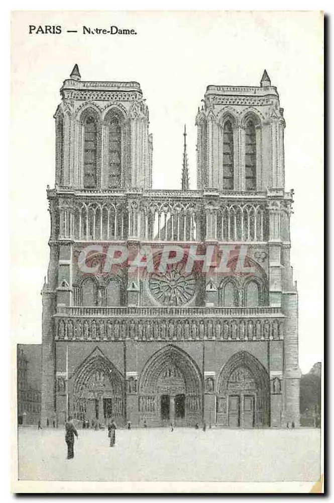 Paris — Notre-Dame. — Vista da fachada gótica — editor não visível - Frente