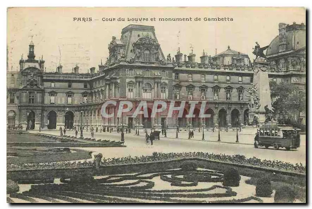 Parigi — Cortile del Louvre e monumento a Gambetta - Recto