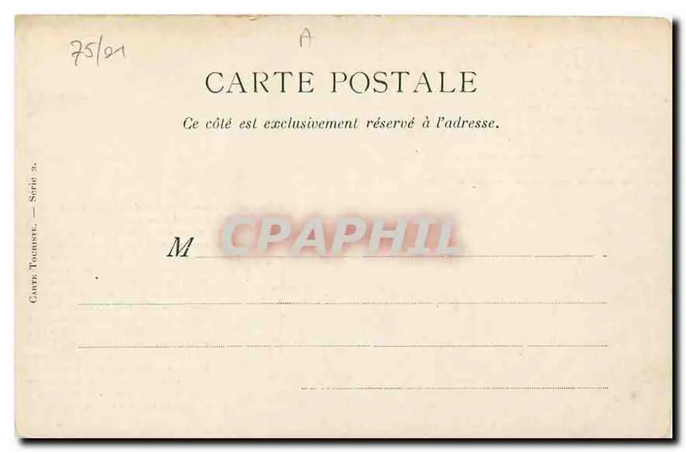 Paris — Praça do Carrossel e Arco do Triunfo — Carte Tournist, Série 25/01 - Verso