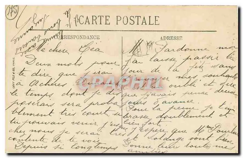 Paris - A Madeleine e a Praça — LL. n° 1178 - Verso