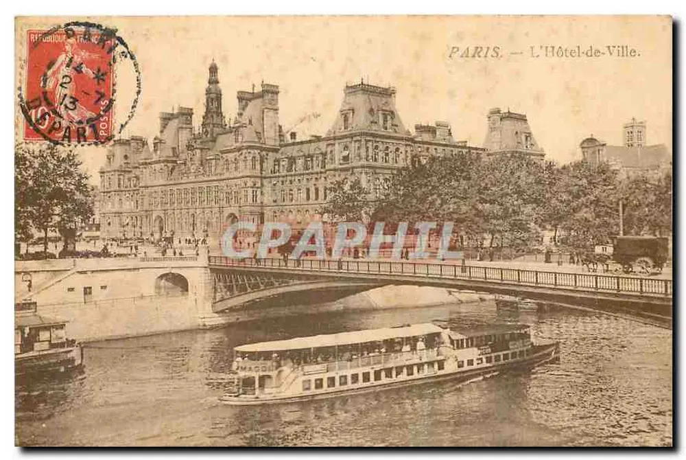 Paris — A Hôtel-de-Ville — editor não visível, número de série não visível - Frente