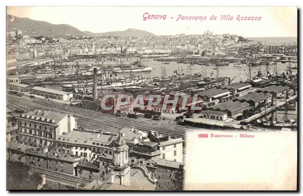 Genova - Panorama von Villa Rosazza — Fotocromo - Milano, n° 1806 - Vorderseite