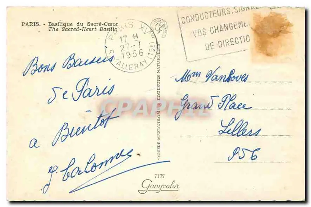 Basílica do Sagrado Coração — Paris — editor Ganycolor, n° 7177 - Verso