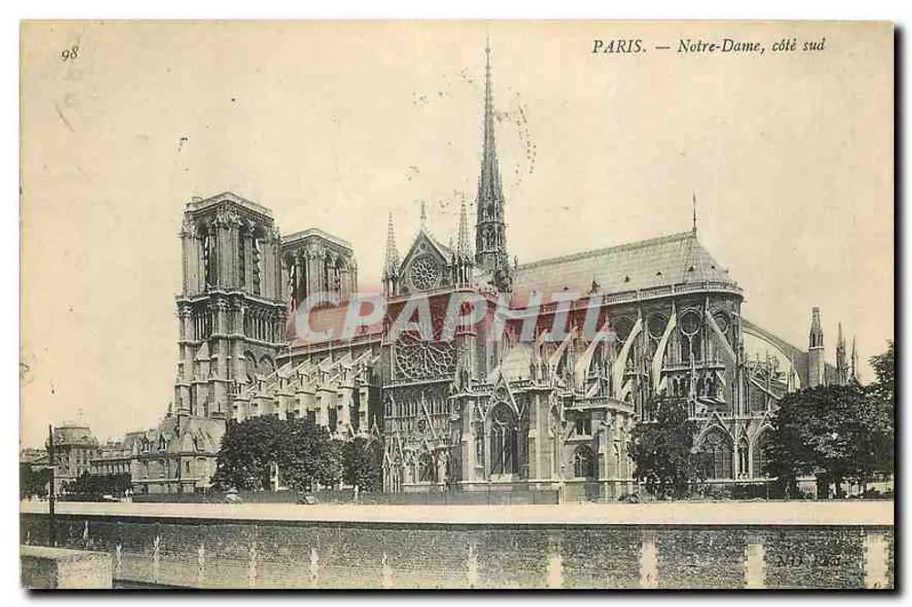 Paris — Notre-Dame, lado sul — editor desconhecido, n° 98 - Frente