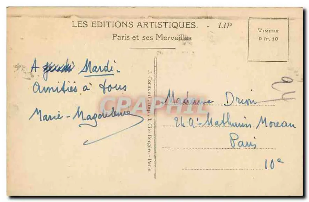 A Igreja de São Agostinho — Paris — Éditions Artistiques LIP - Verso