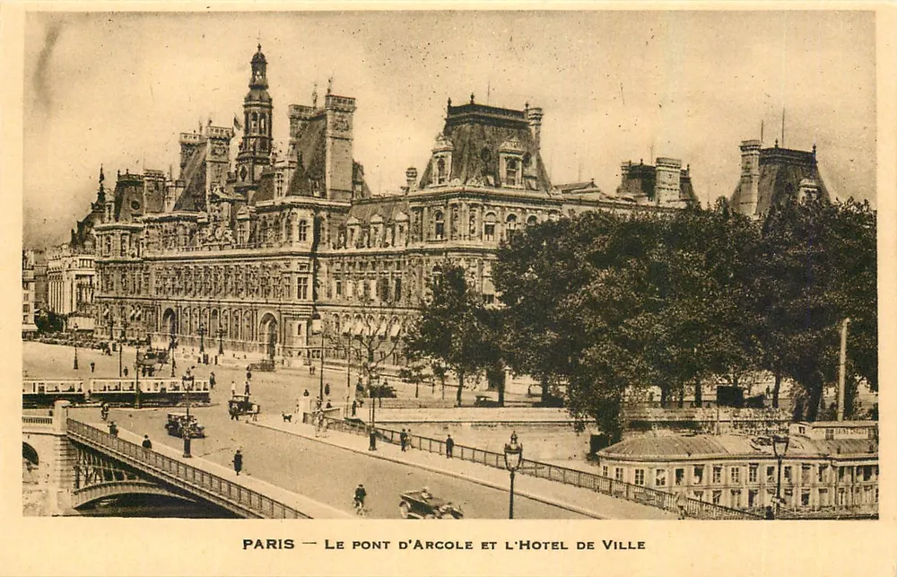 Paris — Der Pont d'Arcole und das Rathaus - Vorderseite