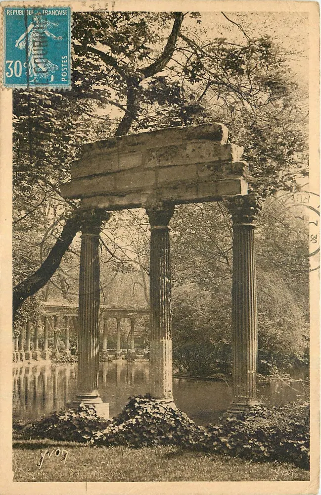Parc Monceau — Ruínas de colunas e laghetto — Edição artística YVON, Nauilly - Frente