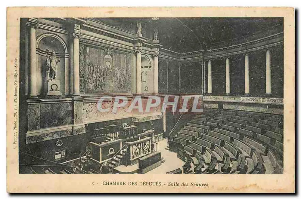 Chambre des Députés - Salle des Séances — A. Pepper, Photo, 29, rue d'Odessa, Neuilly, Seine - Recto