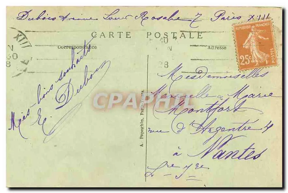 Paris - O Arco do Triunfo do Carrousel — A. P. n°117 - Verso