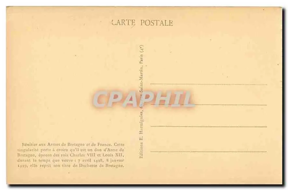 Paris - Igreja de Saint-Merry — Fonte batismal esculpida — Harmignies - Verso