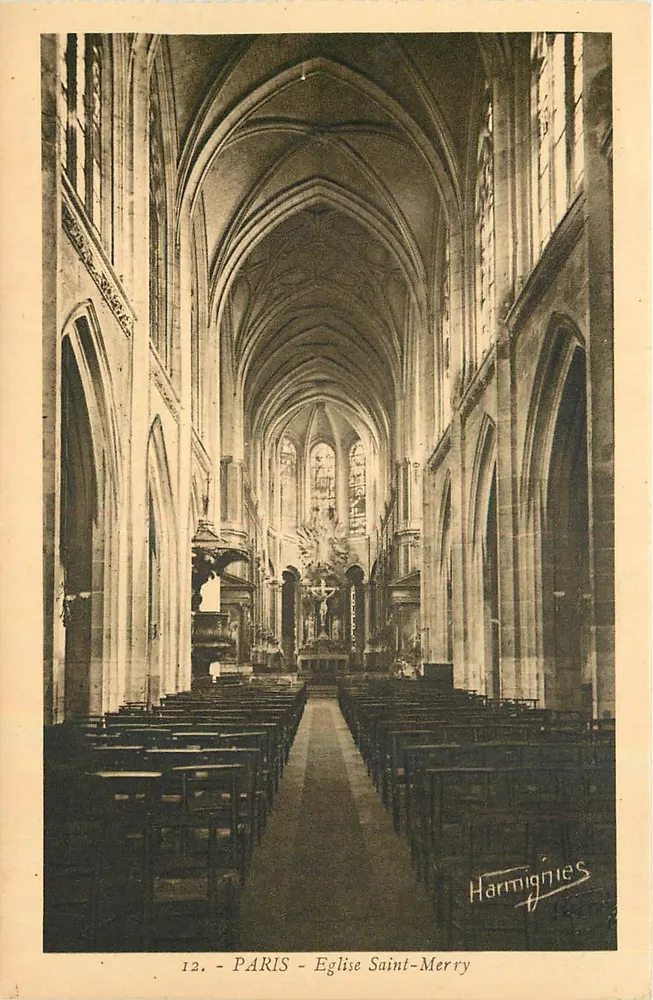 Paris - Igreja de Saint-Merry — vista da Grande Nef — Edições E. Harmignies - Frente