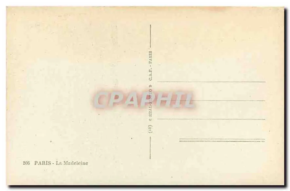 Paris - A Madeleine — editor C.A.P. n° 206 - Verso