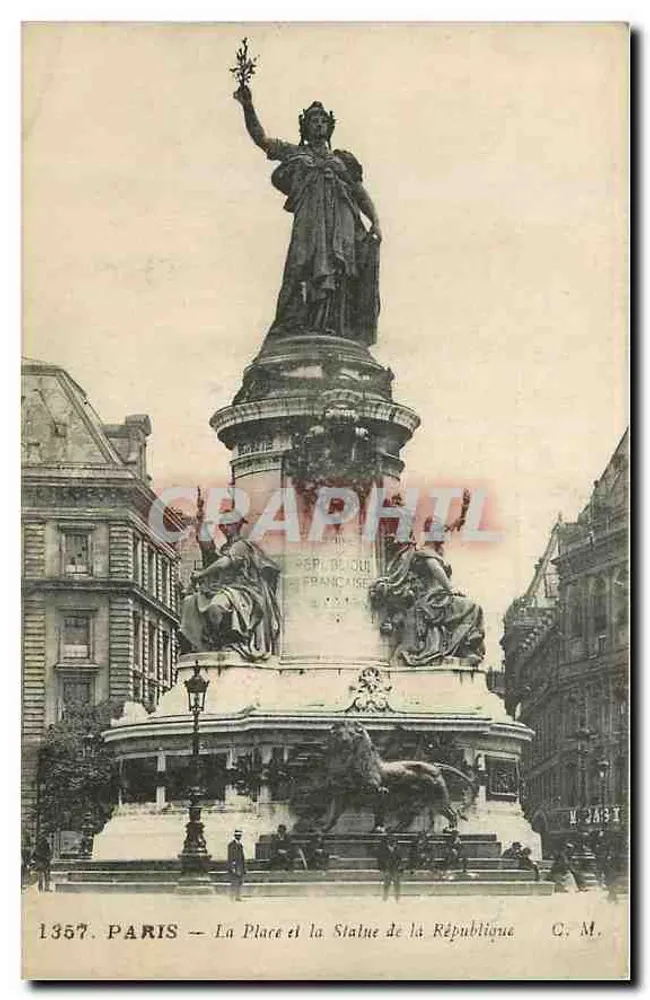 Paris — La Place et la Statue de la République — G. M. n° 1357 - Recto