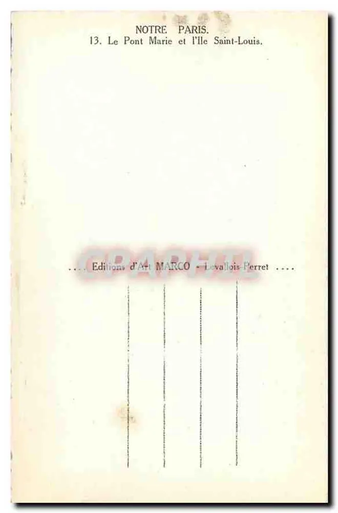 Der Pont Marie und die Île Saint-Louis — Editions d'Art MARCO - Leva Lois Ferret - Rückseite