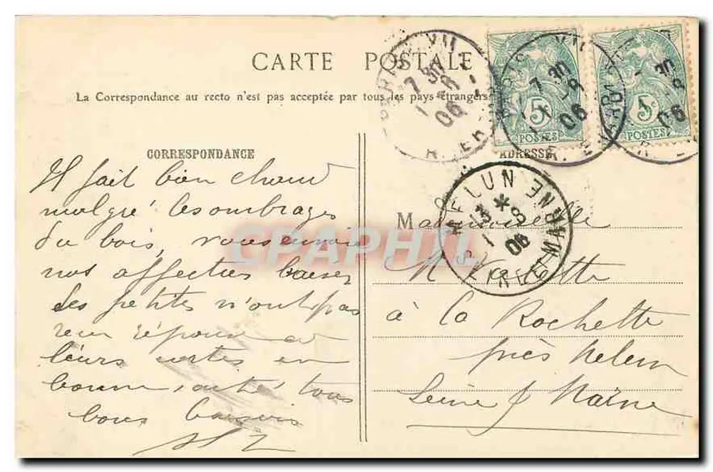 Bois de Vincennes - Îles Daumesnil. Le Pont du Châlet - G.L. n°913 - Verso