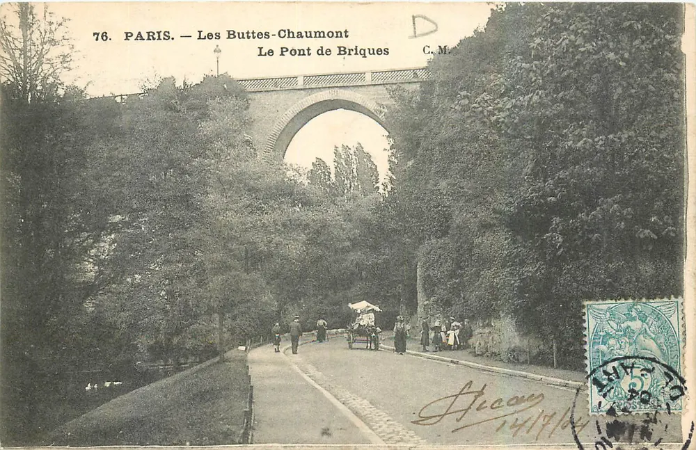 Paris — Les Buttes-Chaumont — Le Pont de Briques — C.M. 76 - Recto