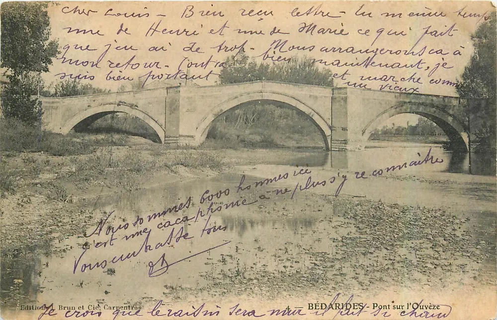 Bédarides - Most nad Ouvèze — Wydawnictwo J. Brun et Cie, Carpentras, nr 4 - Awers