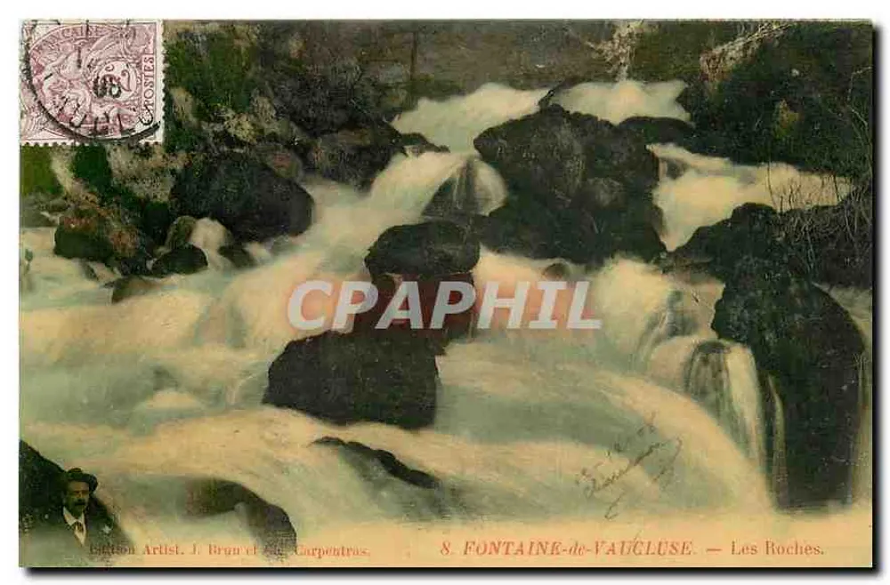 Fontaine-de-Vaucluse — Les Roches — Wydawnictwo Artystyczne J. Brun et Cie, Carpentras, nr 8 - Awers