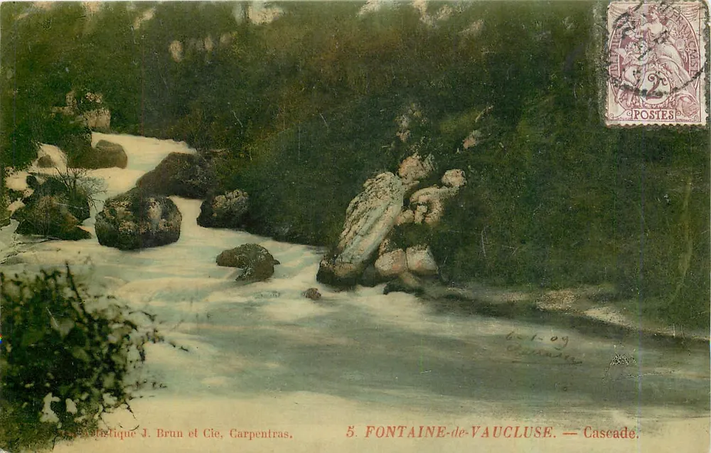 Fontaine-de-Vaucluse — Cachoeira — Astrotique J. Brun et Cie, Carpentras. N°5 - Frente