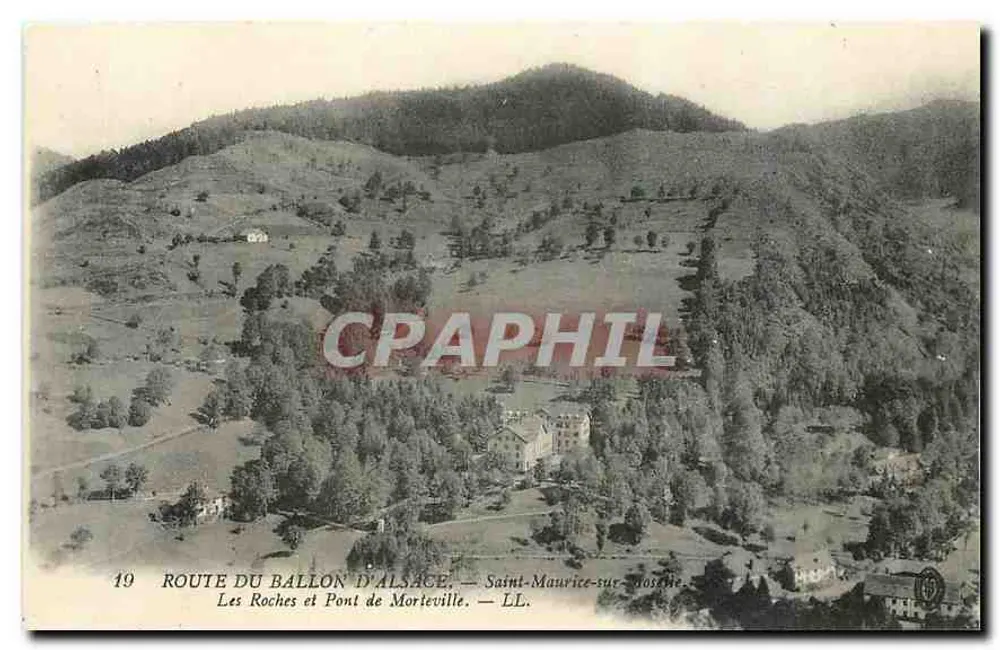 Felsen und Brücke von Morteville — Route du Ballon d'Alsace — Saint-Maurice-sur-Mosche — LL - Vorderseite