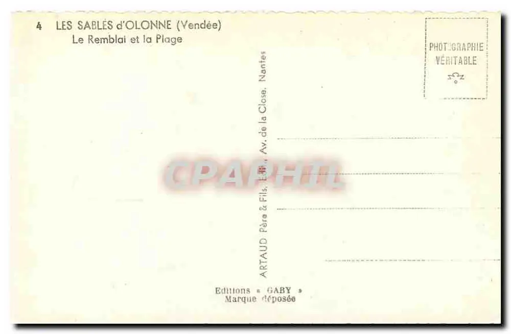 Les Sables-d'Olonne (Vendée) — Der Damm und der Strand — Editions Gaby - Rückseite