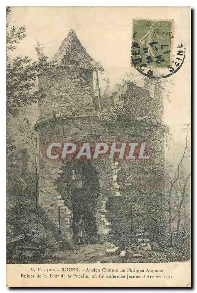 Rouen - Antigo Castelo de Felipe-Augusto - Ruínas da Torre da Pucelle onde Joana d'Arc foi presa em 1431 - Frente