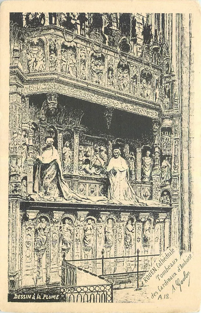Rouen - Cathédrale, Tombeaux des Cardinaux d'Amboise — A. Coulon, éditeur, n° A.19 - Recto