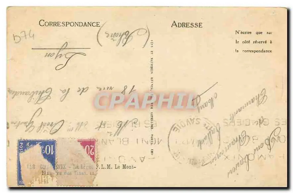 Blanquefort - Vista do col da Léchère - Editor P.L.M. n° 138 - Verso