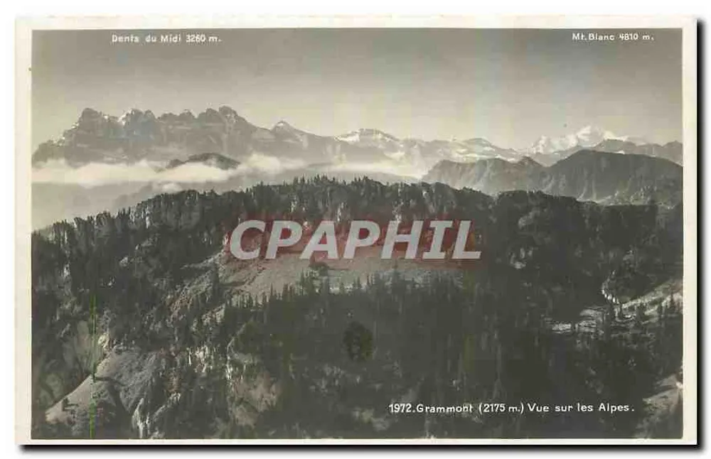 Vue sobre as Alpes — Grammont (2175 m.) — Société Graphique Neuchâtel - Frente