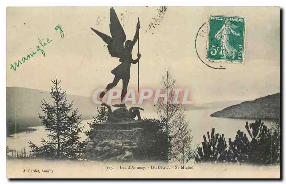 Lac d'Annecy — Statue de Saint-Michel — A. Gardet, Annecy, n°115 - Recto